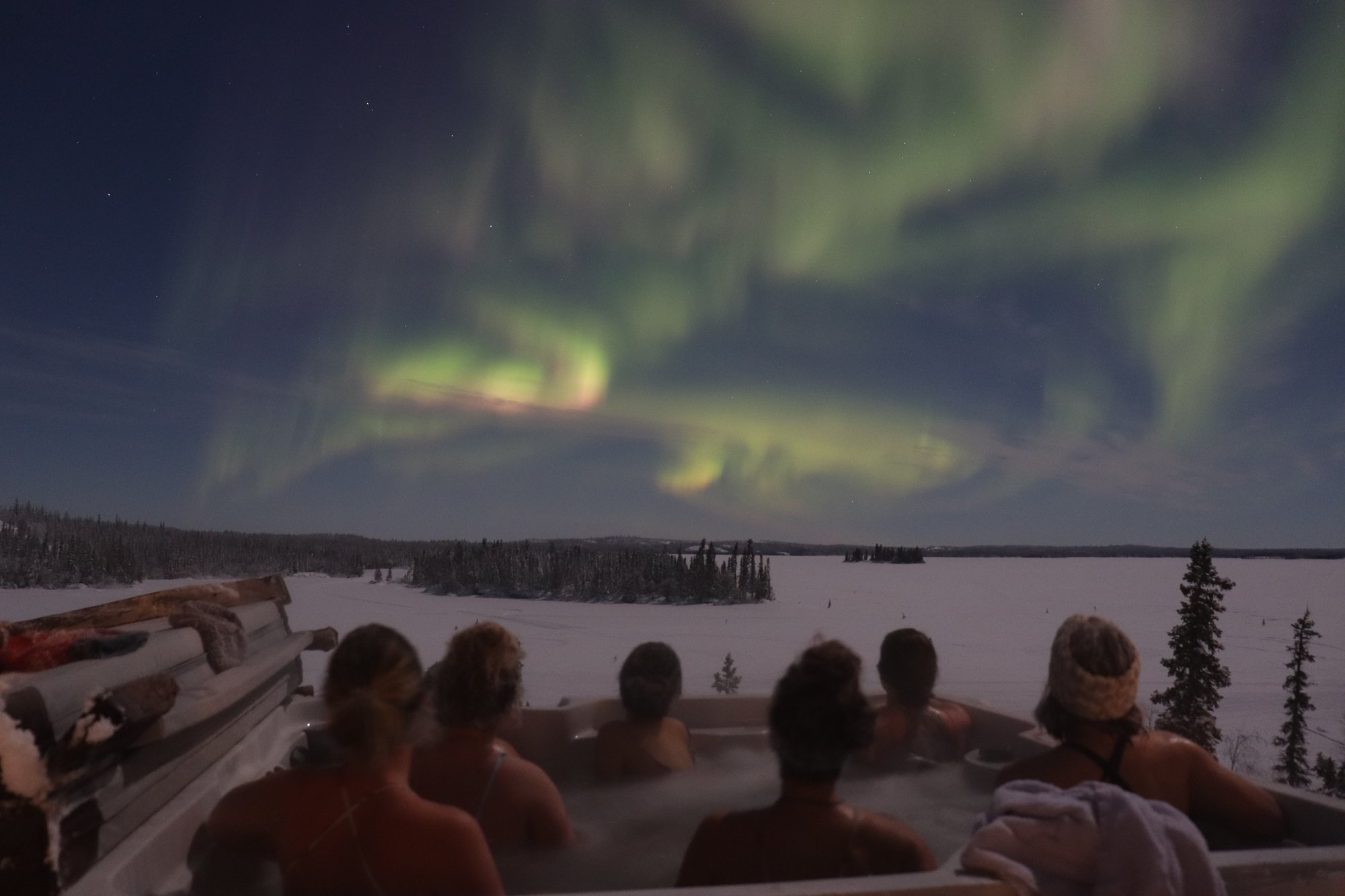 Green Aurora Watching From Hot Tub-Winter-Conrad Gruson-Horizontal