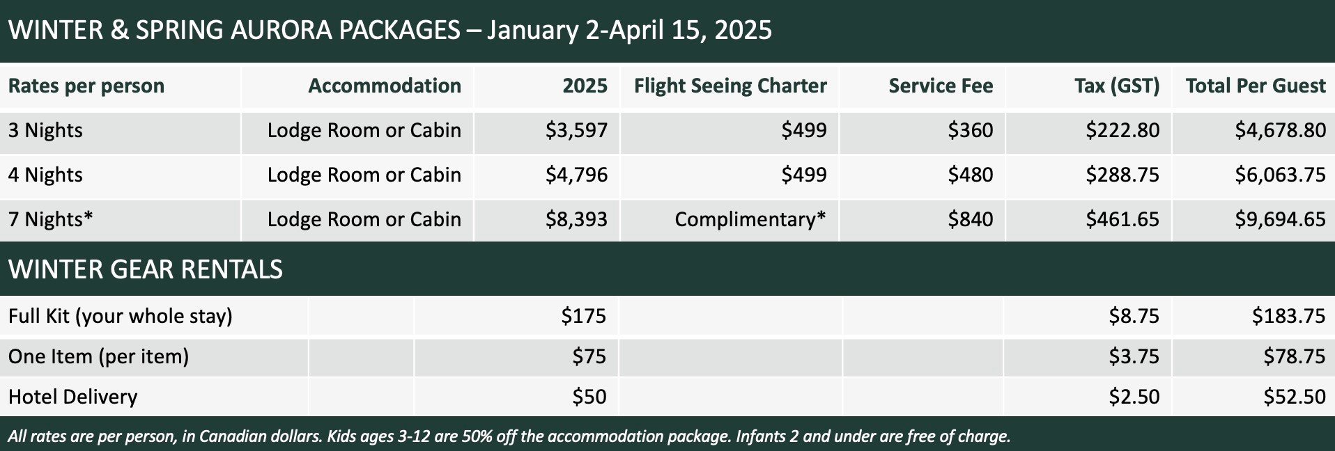 BL 2025 WINTER RATES